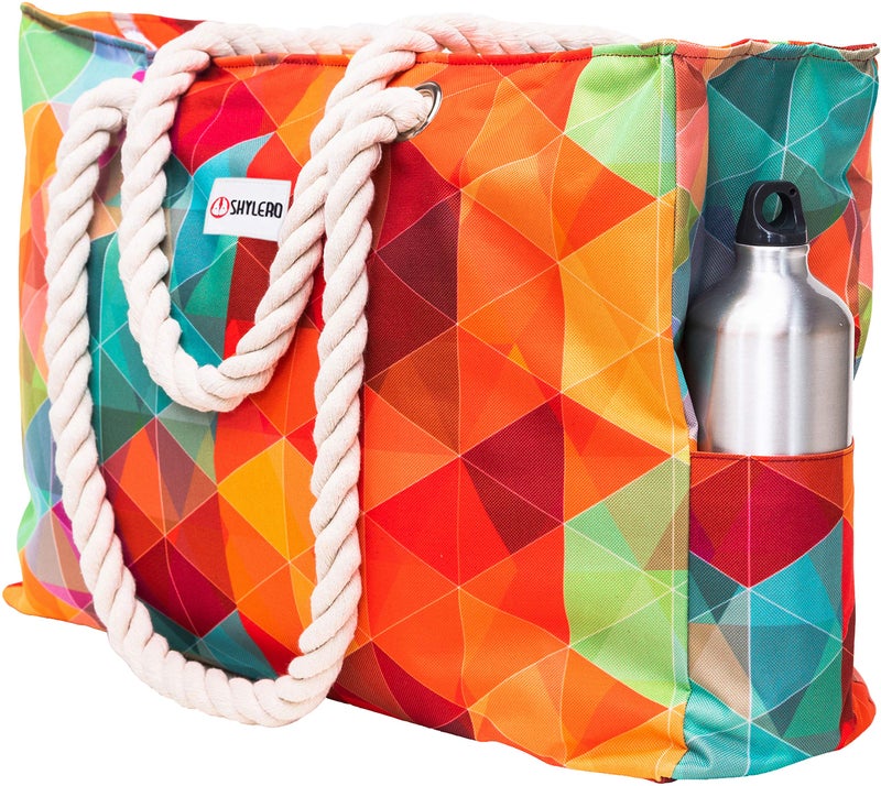 SHYLERO Beach Bag and Pool Bag. Has Airtight Pouch, Key Holder. Beach Tote is Zippered, Waterproof (IP64) - L22xH15xW6 - Image 1